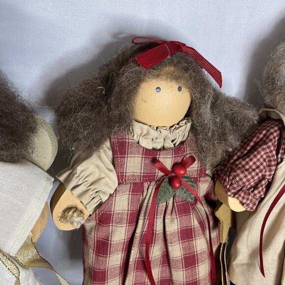 Vintage VTG Lot of Four LIZZIE HIGH Wooden Dolls Christmas Angels LADIES - Picture 5 of 11